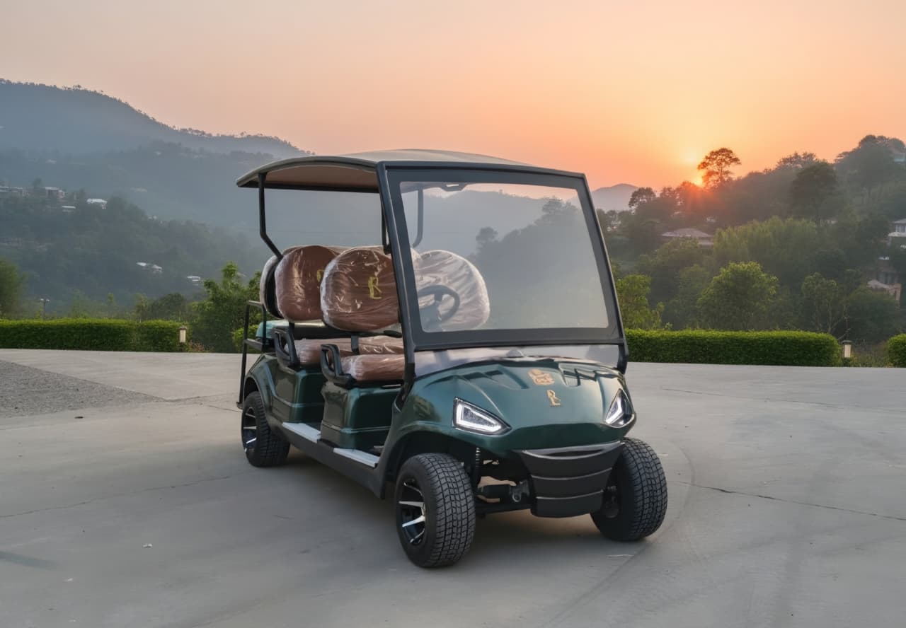 Solar hybrid electric golf cart with roof-mounted PV panel